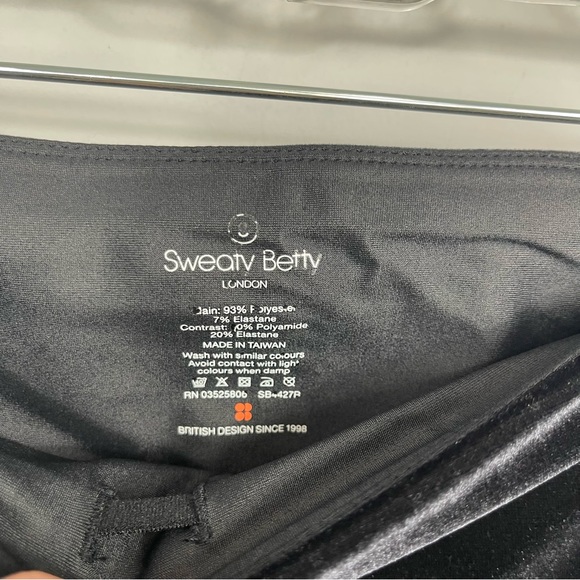 Sweaty Betty Velvet High Waisted Rise Leggings Side Stipe Velour Pants Black S - Picture 13 of 16